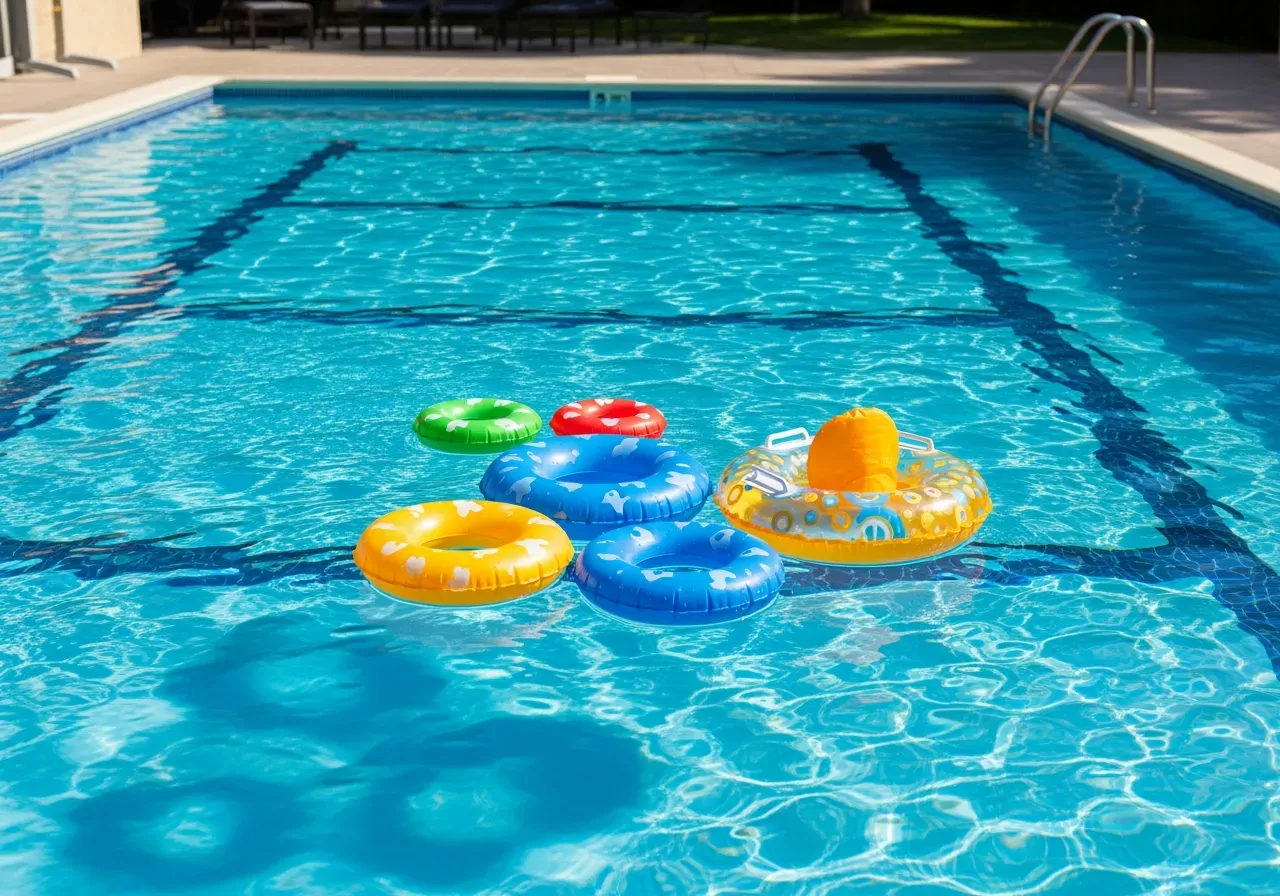 Badringar för bebisar ligger i basäng