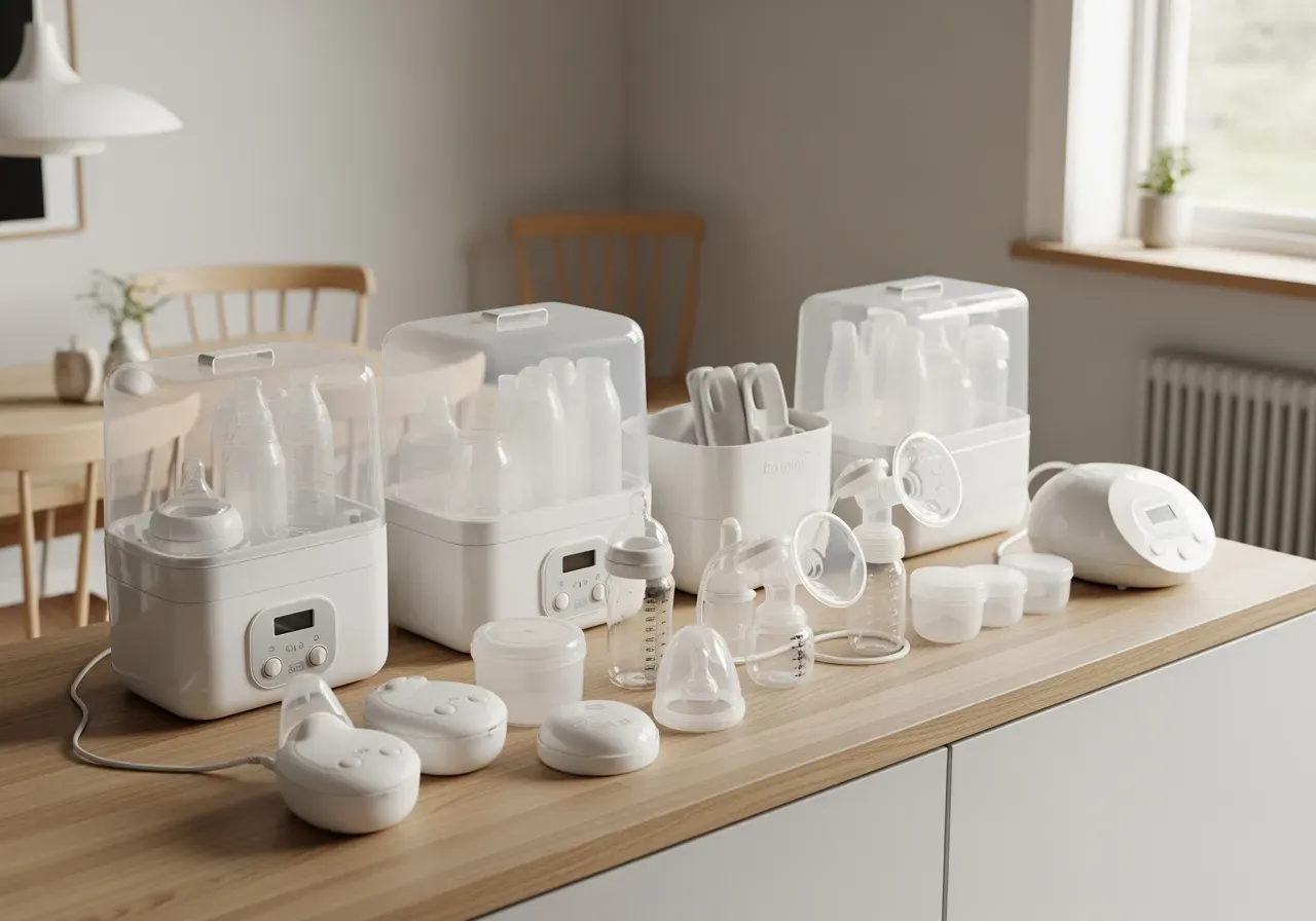 Sterilisatorer och amningstillbehör hemma