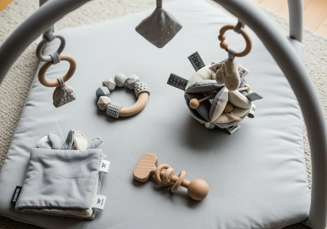 Sensoriska leksaker och bitring för bebis