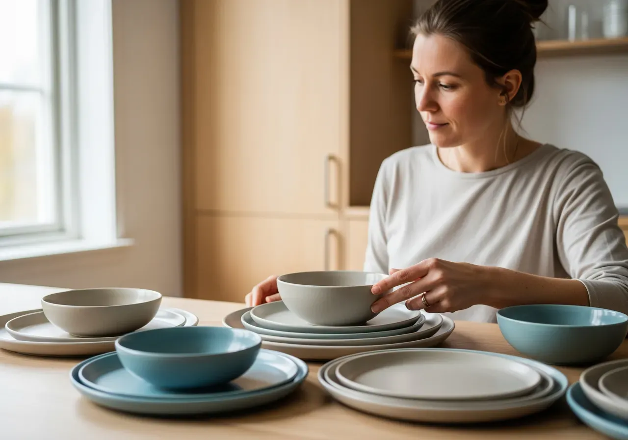 Lässig tallrikar och skålar med antiglid