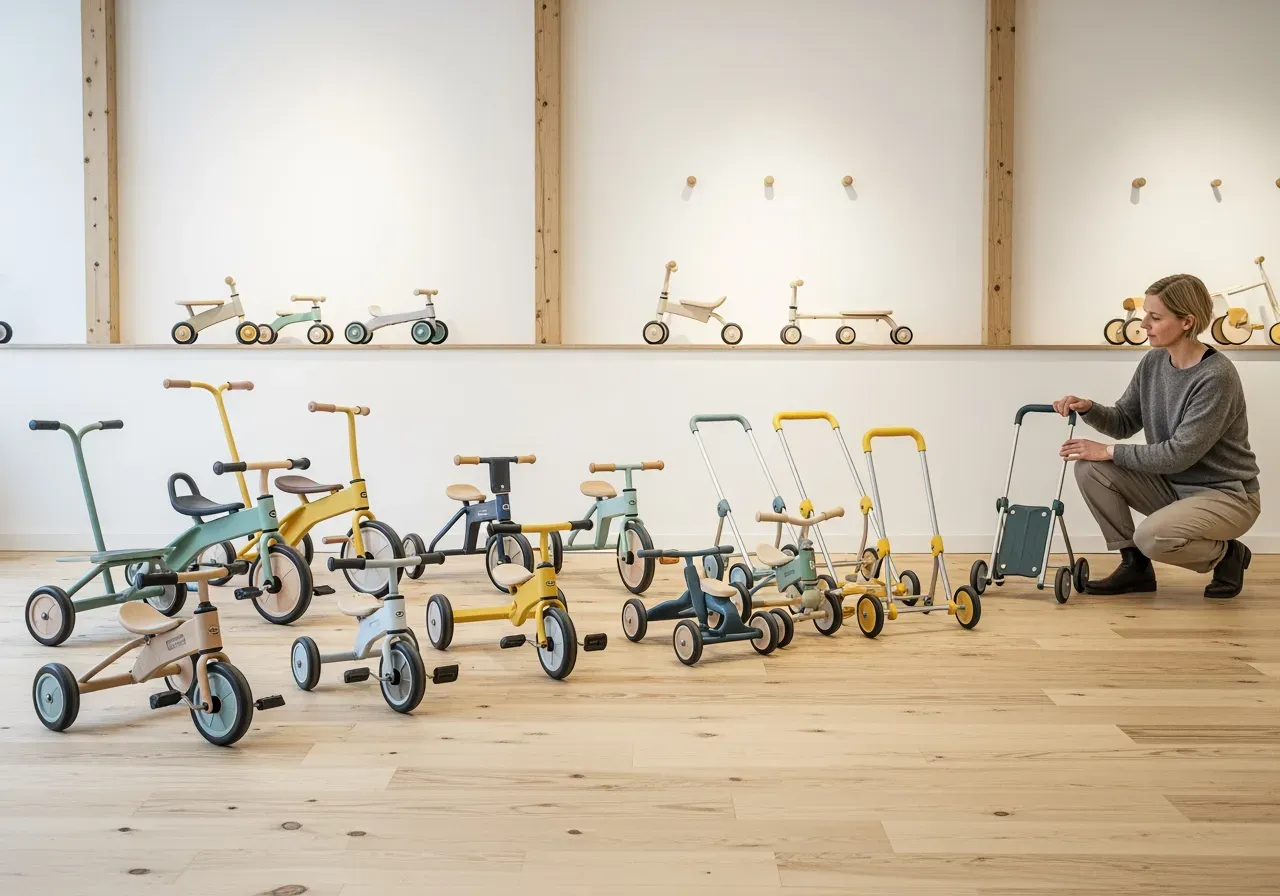 Trehjulingar och gåvagnar för bebisar