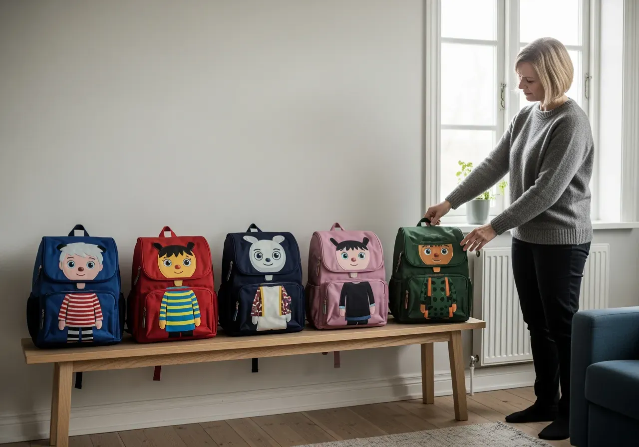 Barnryggsäckar med figurer för skola