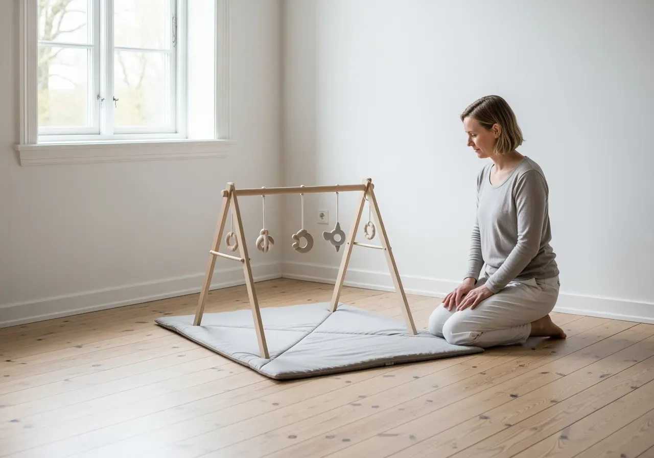 Babygym och lekmatta i barnrummet