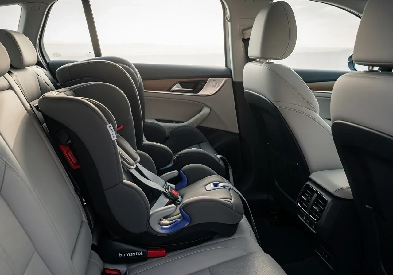 Barnstol och bälteskudde på resa