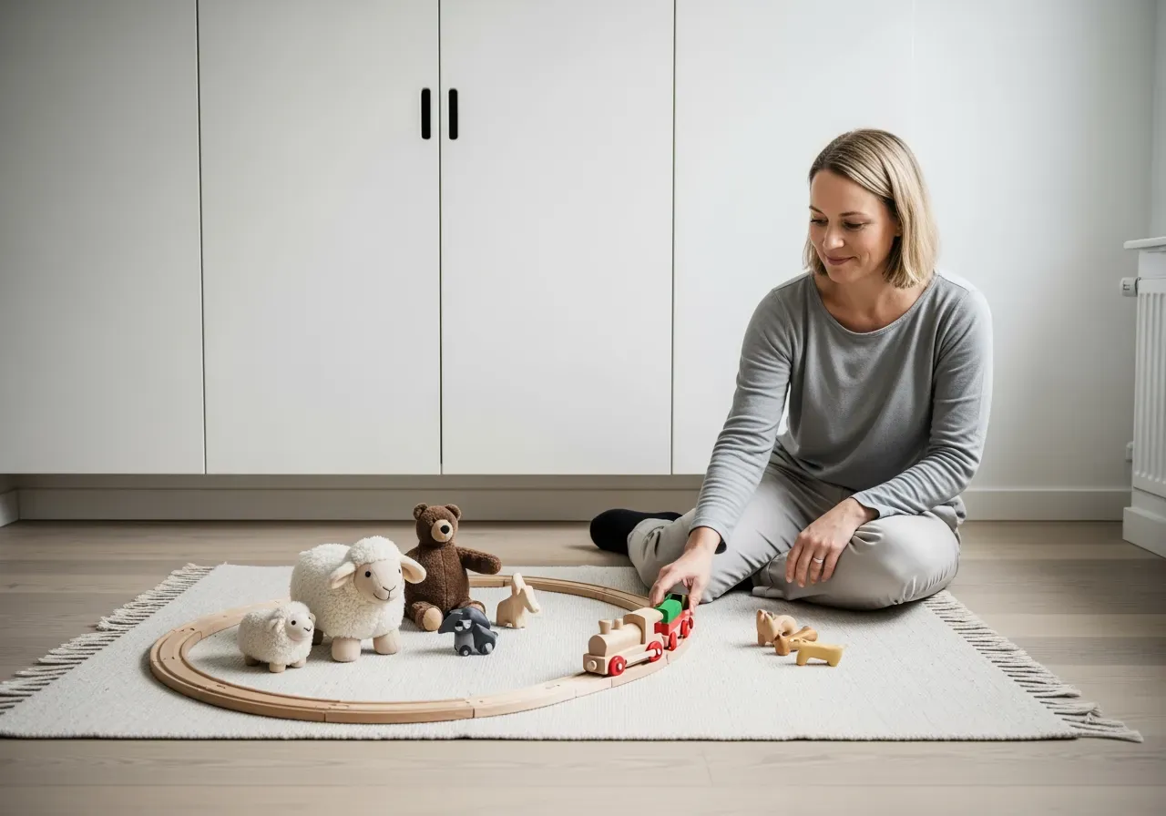 Djur och tåg i barnrummet