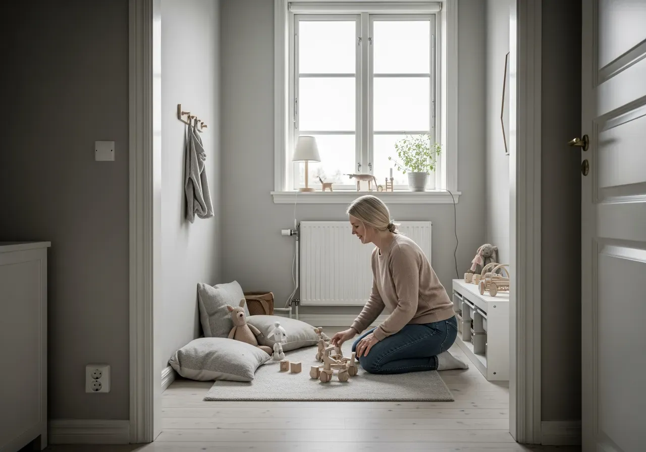 Mysig lekhörna i barnrummet