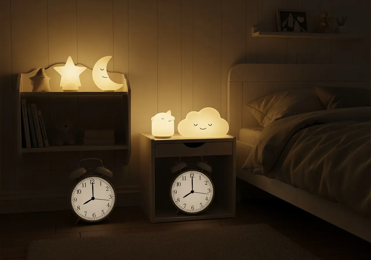 Nattlampor och väckarklockor i barnrum