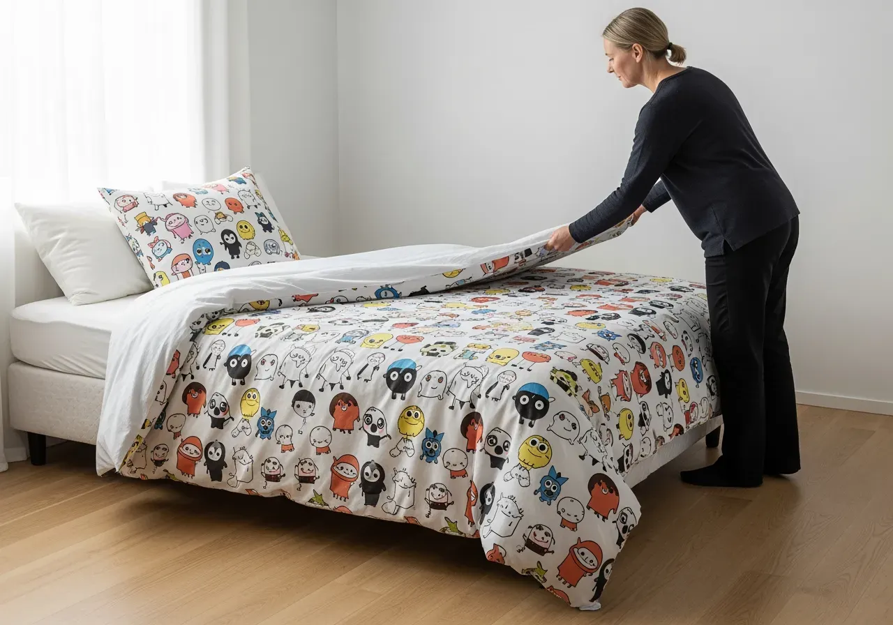 Påslakanset med tecknade figurer