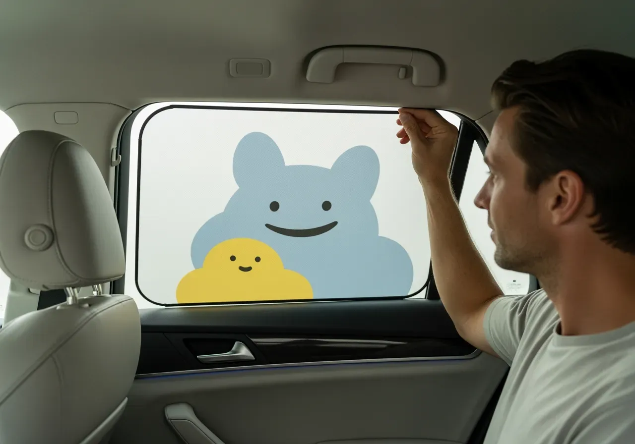 Solskydd med barnmotiv för bilen