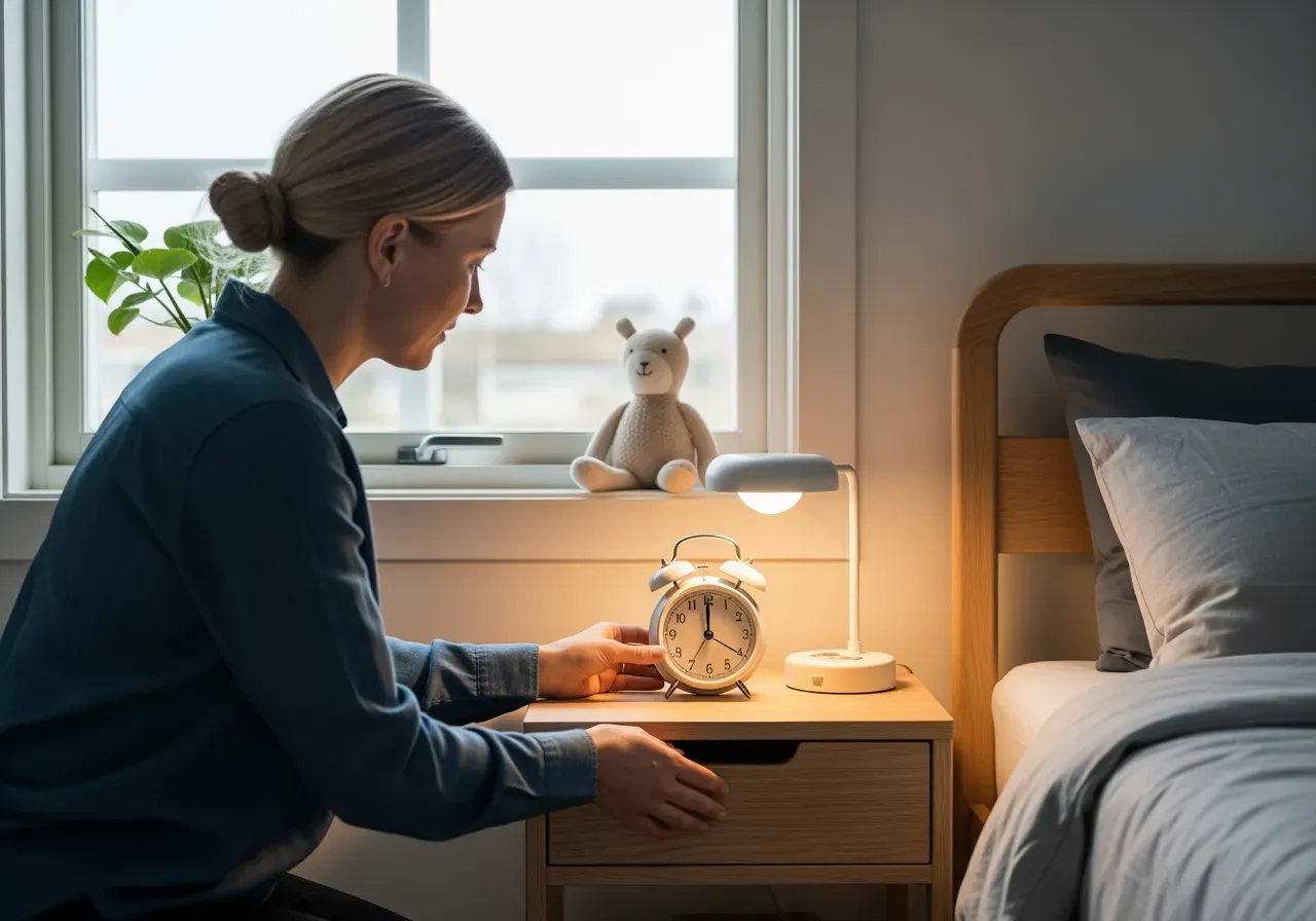 Väckarklocka med nattljus i barnrum