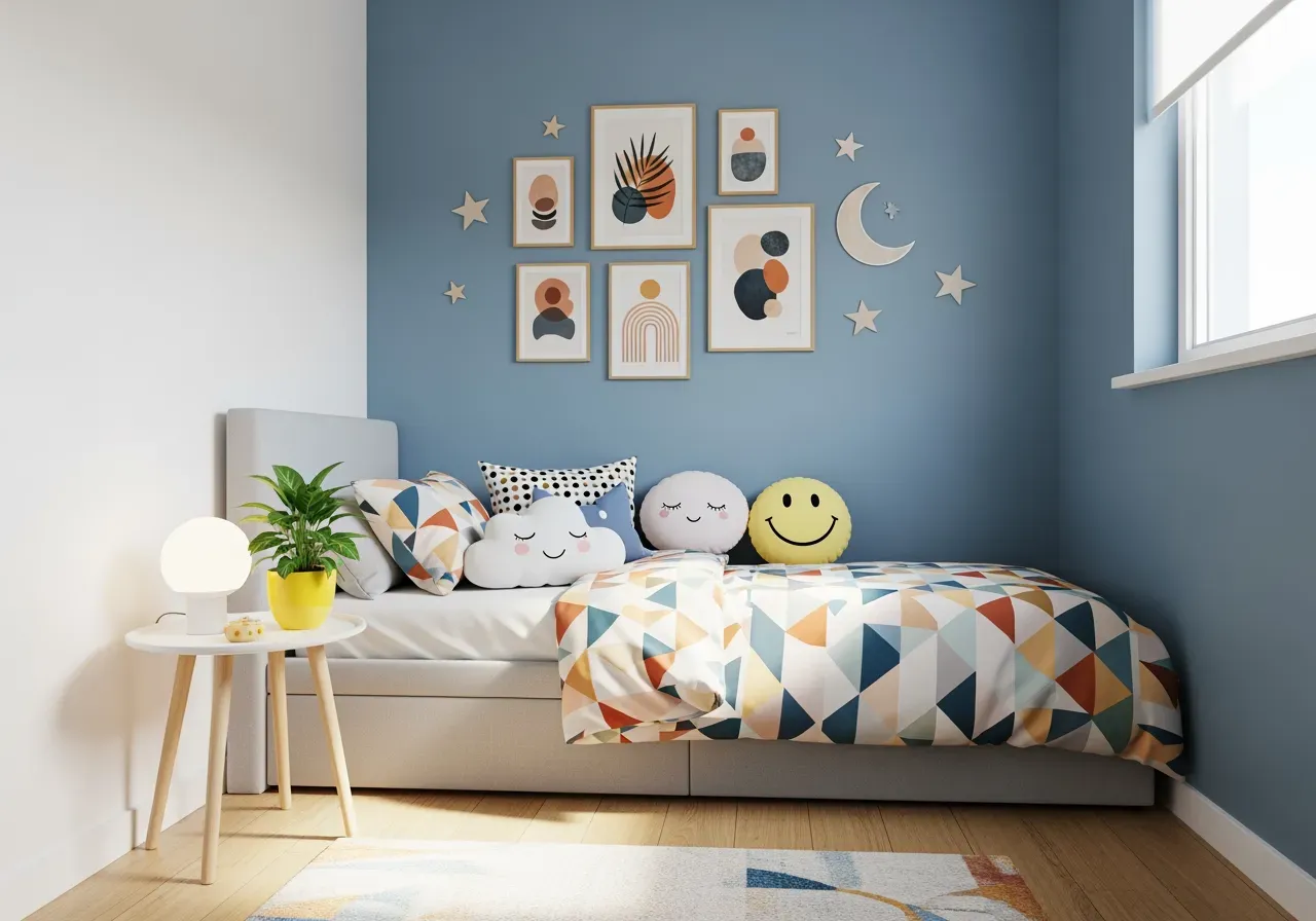 Ett modernt inrett rum för ett barn