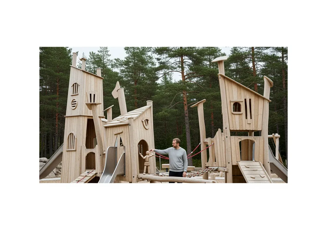 Äventyrslek med figurer torn och zoner