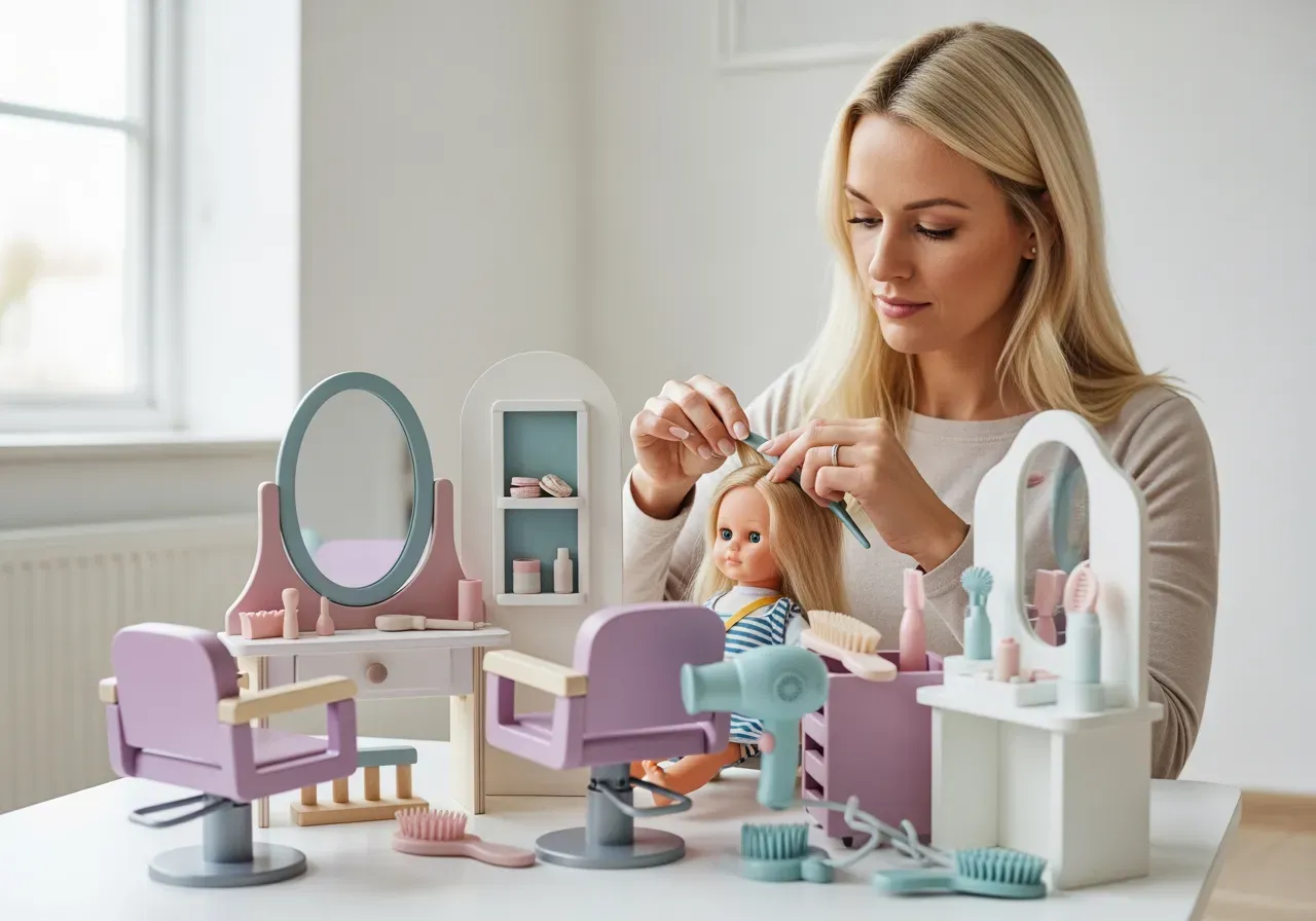 Barbie lekset för frisyr och salong