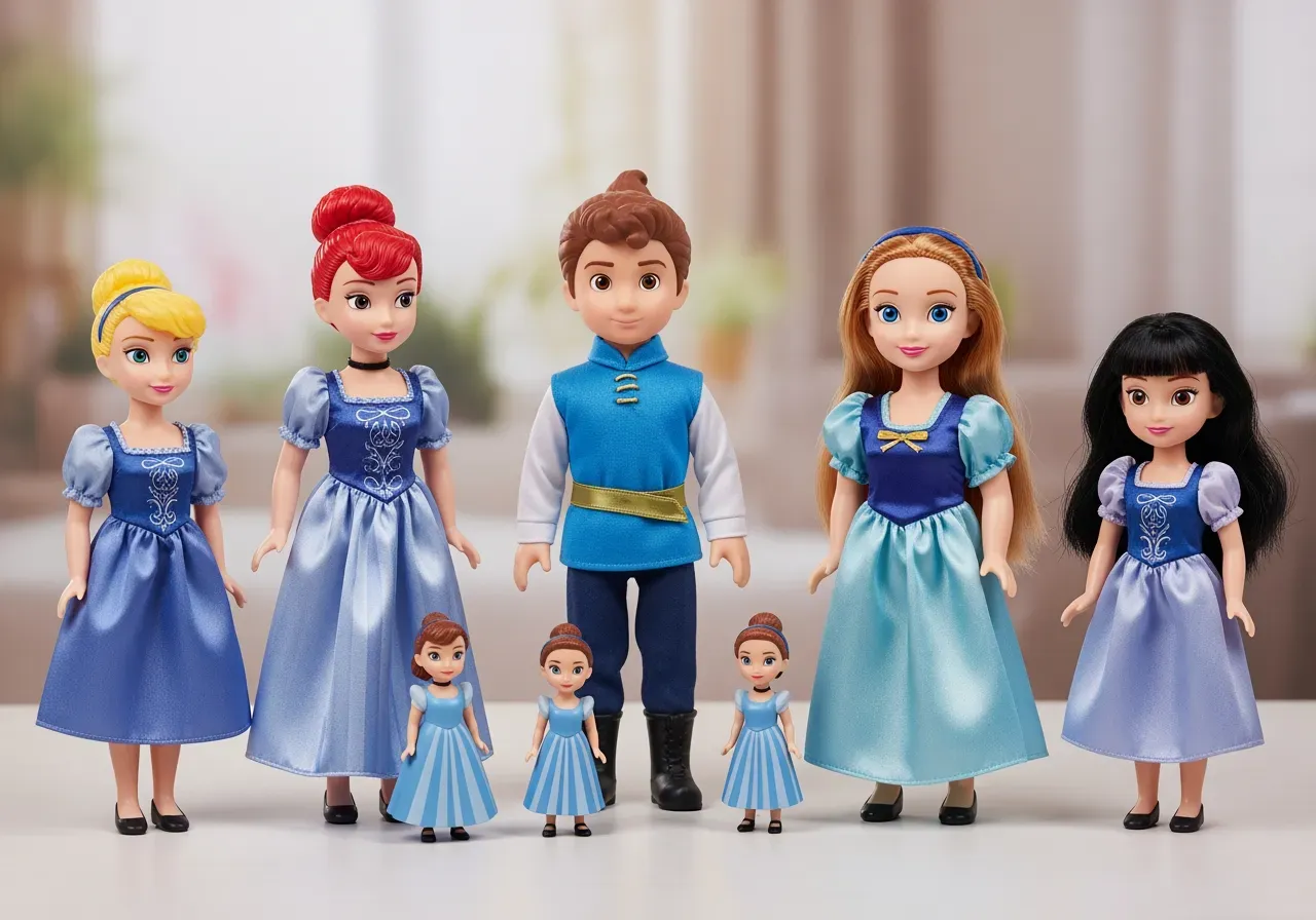 Disney-prinsessdockor i olika storlekar