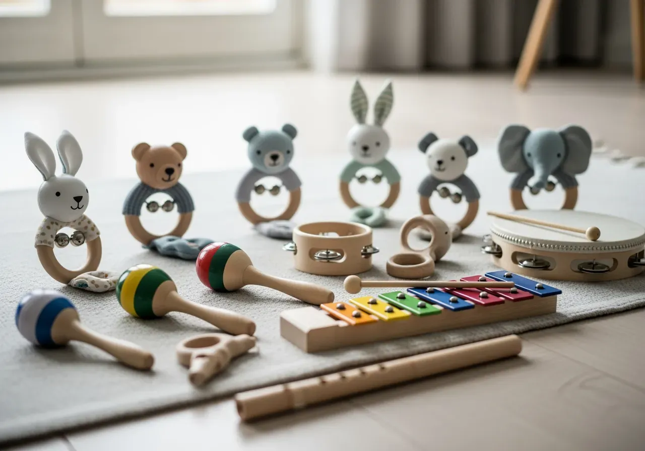 Djurskallror och första instrument bebis