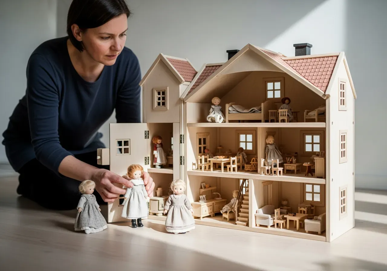 Dockhus och dockor i rätt skala