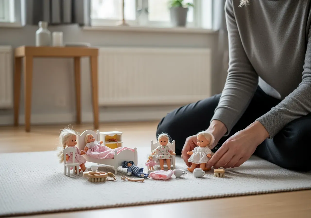 Dockor med tillbehör för lek