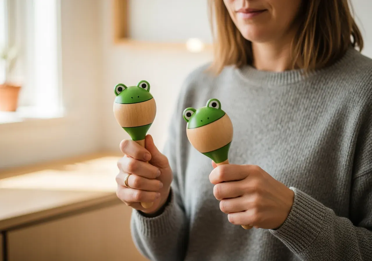 Första skallror bil groda maracas