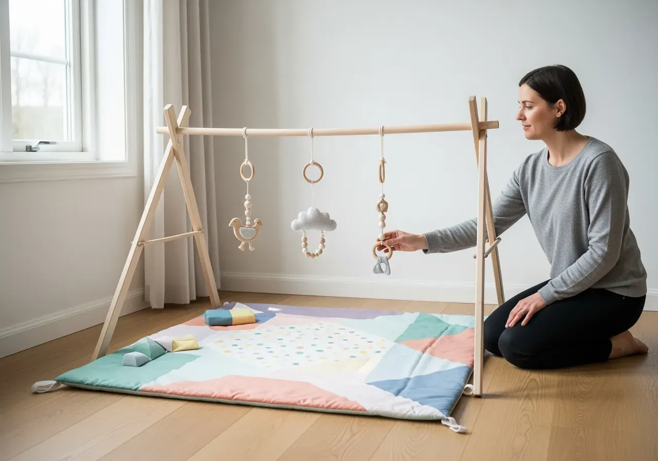 Golvlek för bebis med babygym