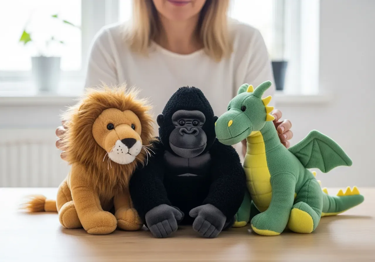 Gosedjur lejon gorilla och drake