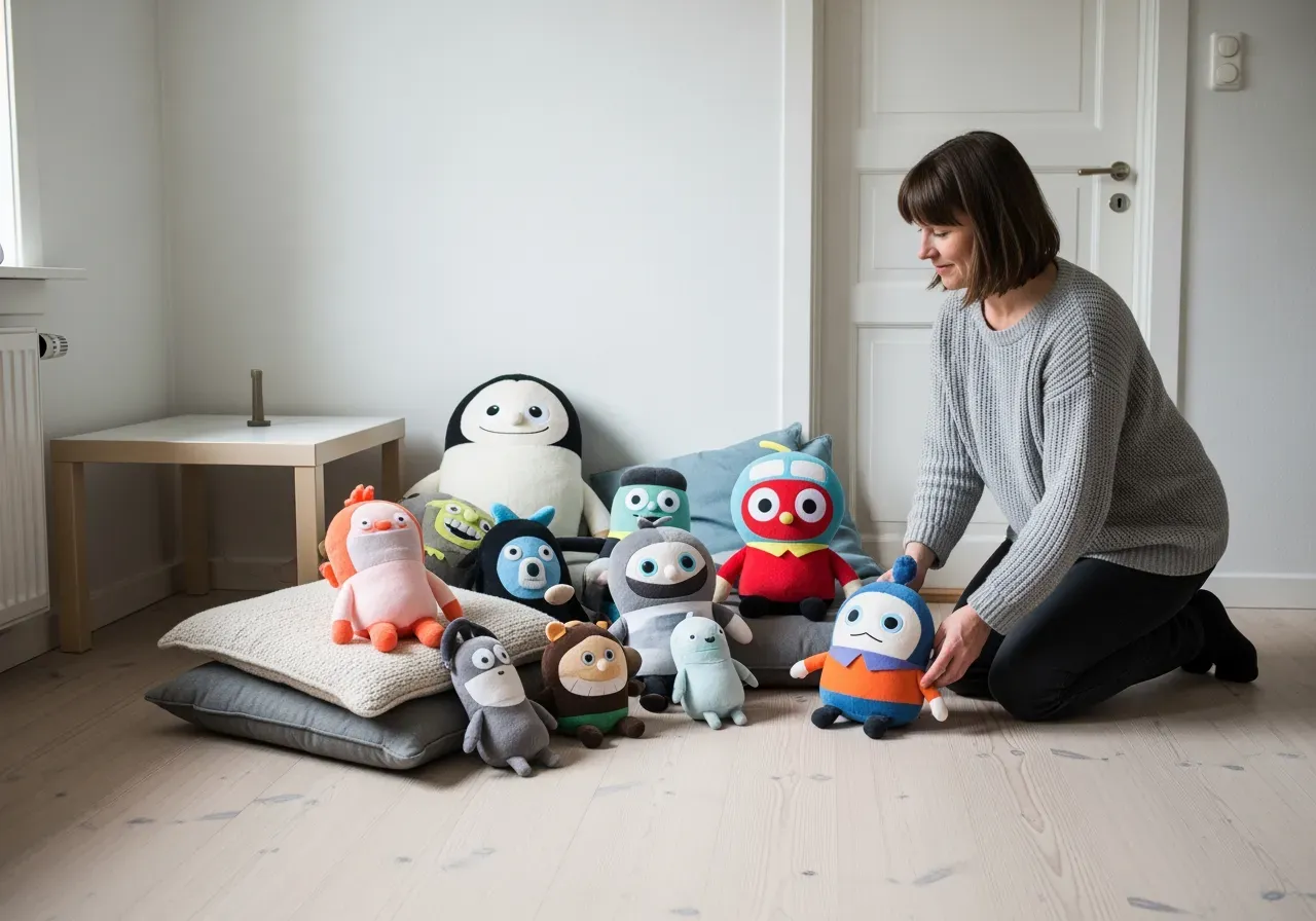Karaktärsgosedjur för barn i lekrum
