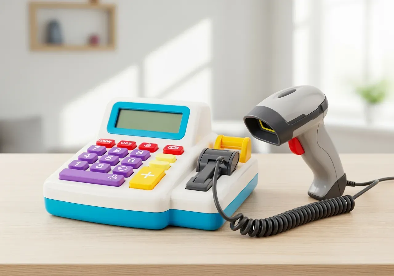 Kassaapparater för barn med scanner