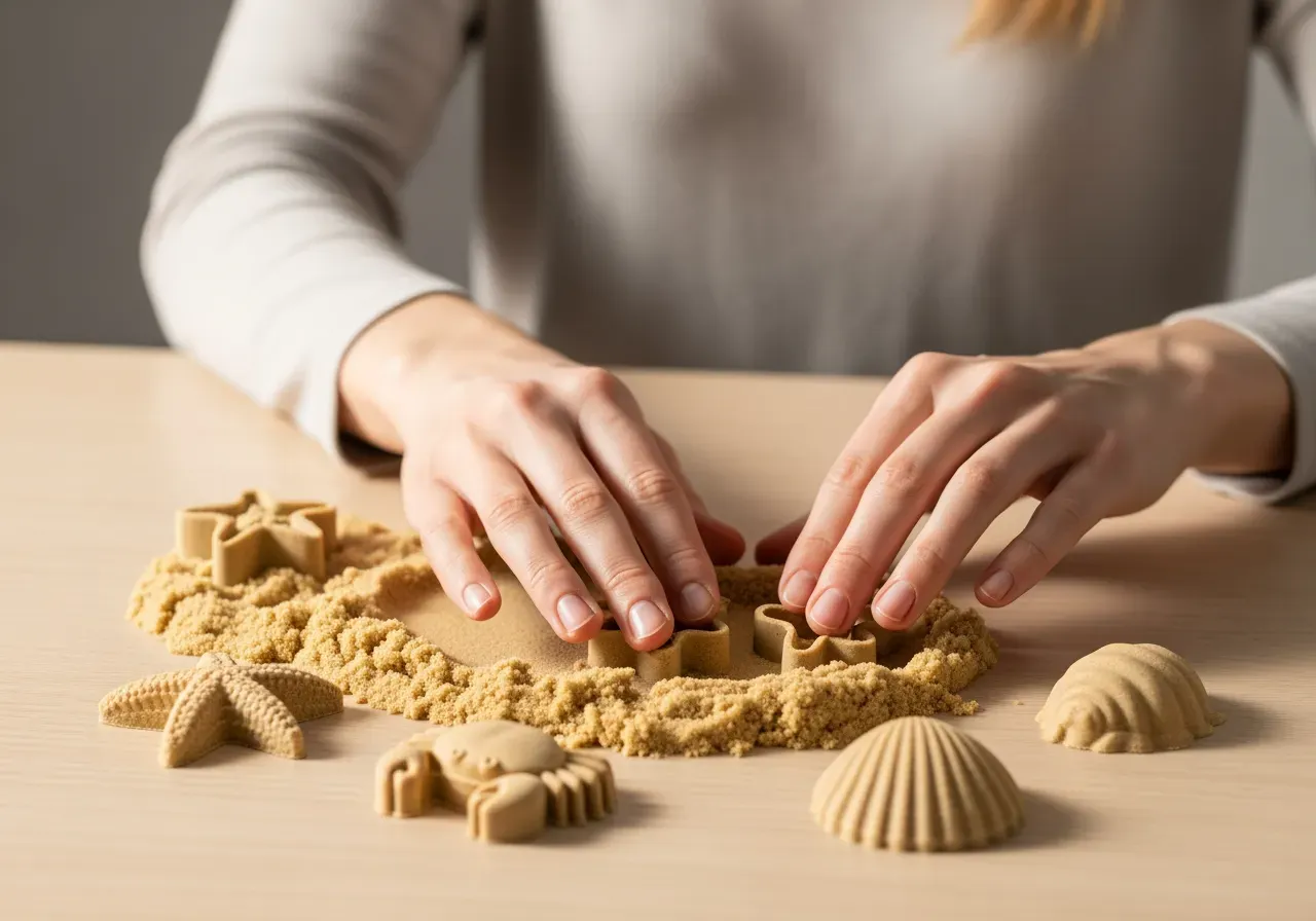 Kinetisk sand och strandformar för barn