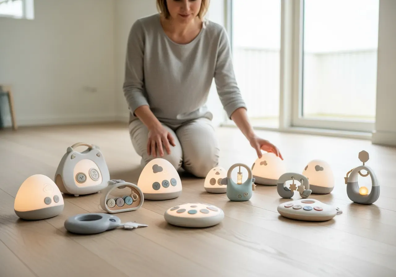 Knappstyrda bebisleksaker med ljus och ljud