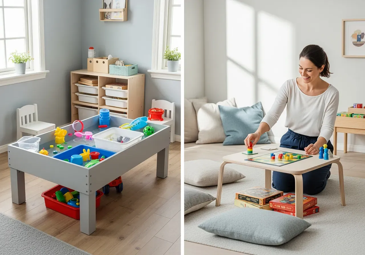 Lekzoner hemma vattenlek och spelhörna