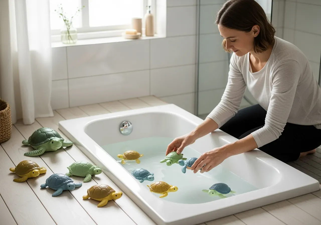 Sköldpaddsleksaker för lek och bad