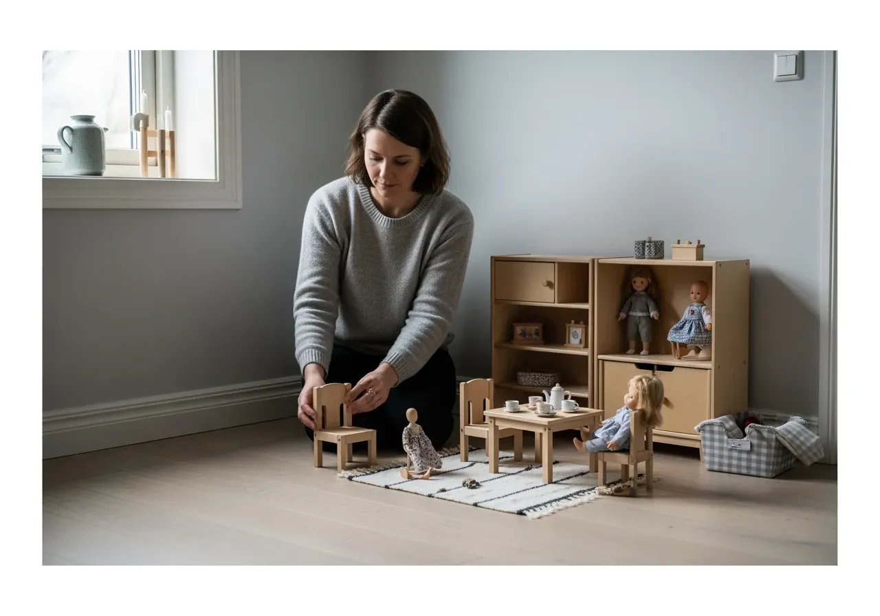 Lekhörna med dockor hemma