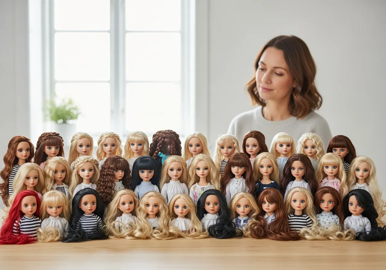 Stora dockor med hår för frisyrlek