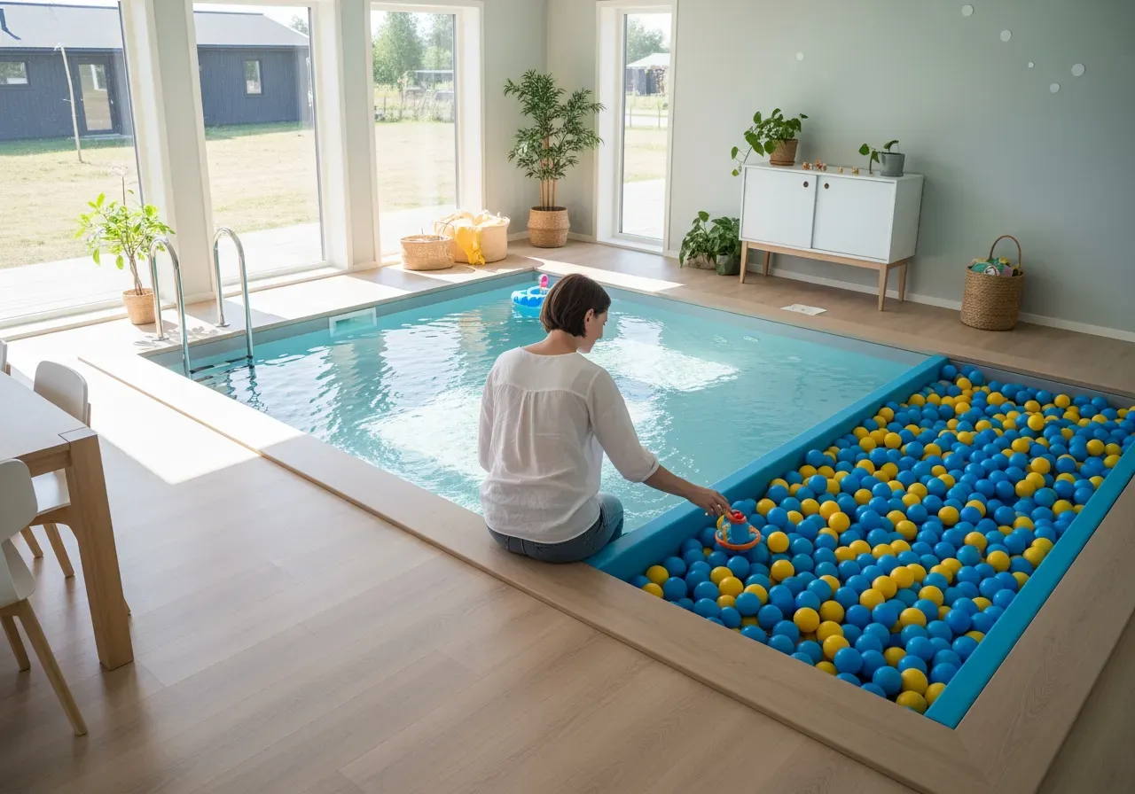 Vattenlek och bollhav för barn hemma