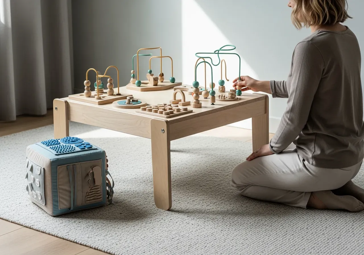 Aktivitetsbord och kub för bebis