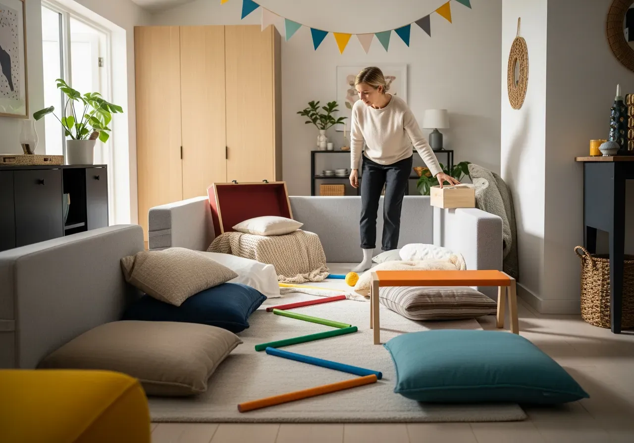 Skattjakt och hinderbana hemma