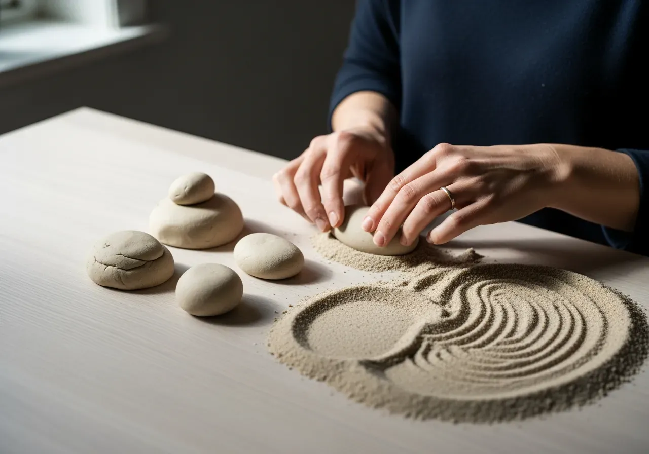 Formlek med leklera och sand