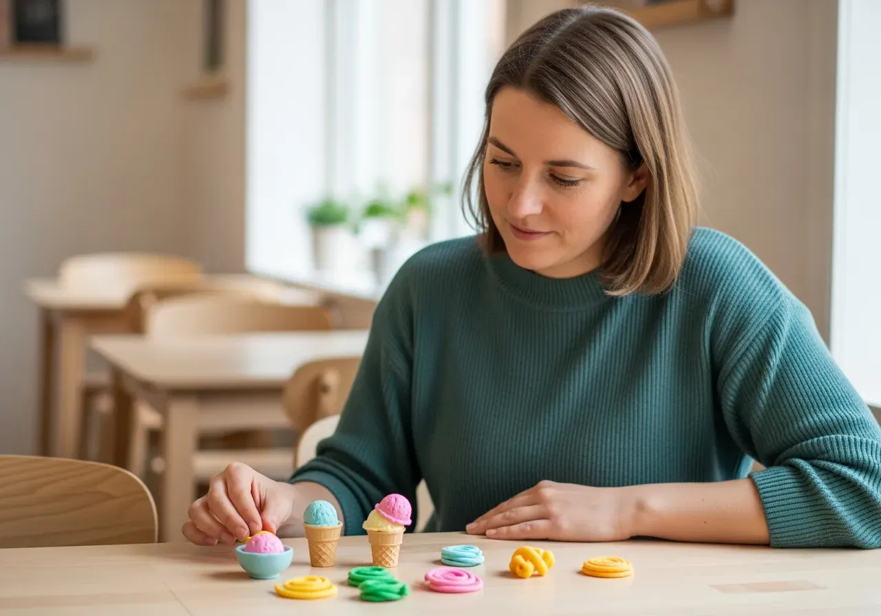Kafélek med glass och pasta