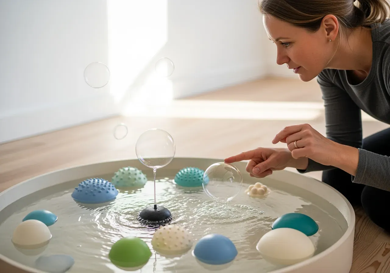 Sensorisk nybörjarlek med bubblor
