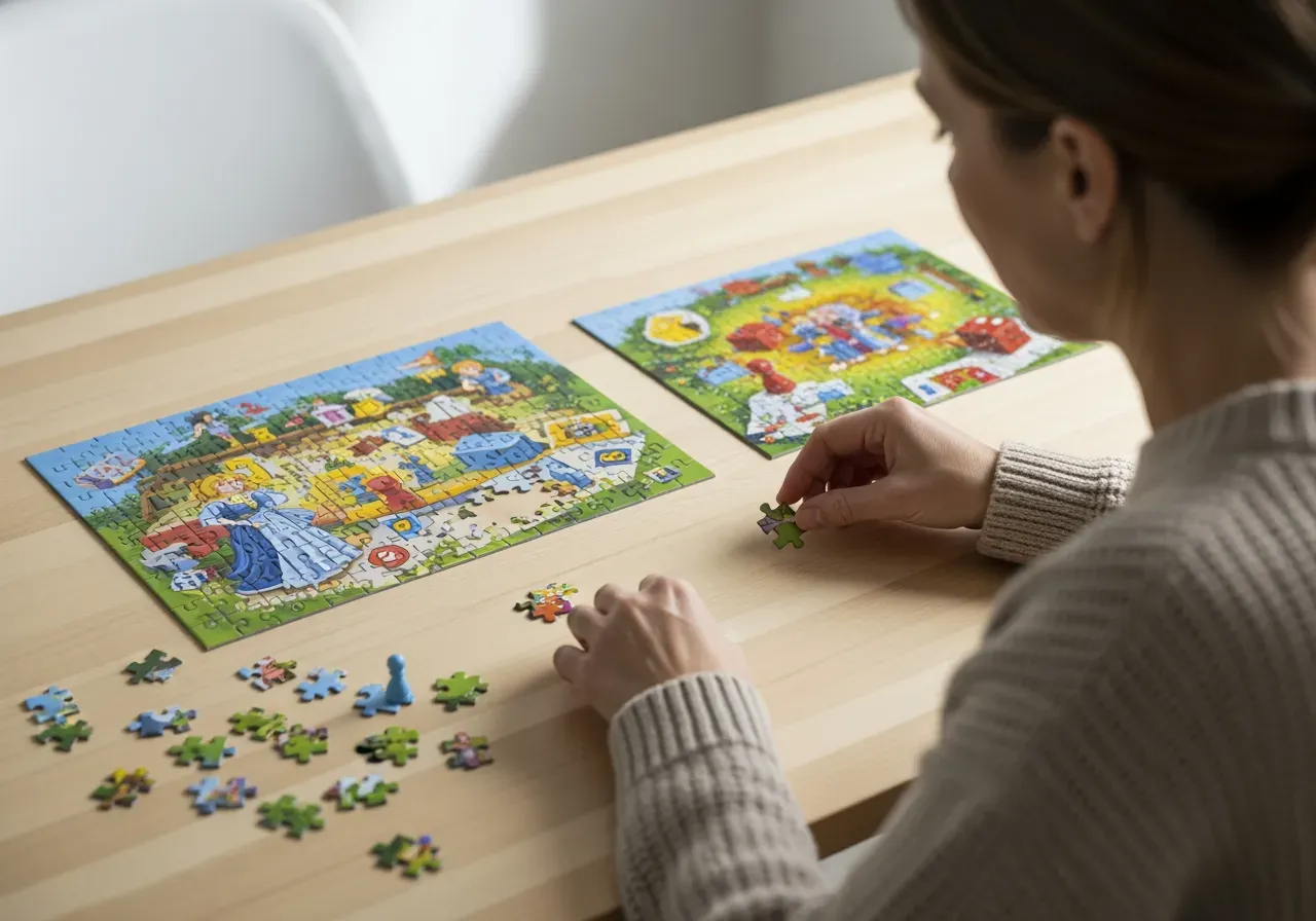 Temapussel mellannivå sagor och spel