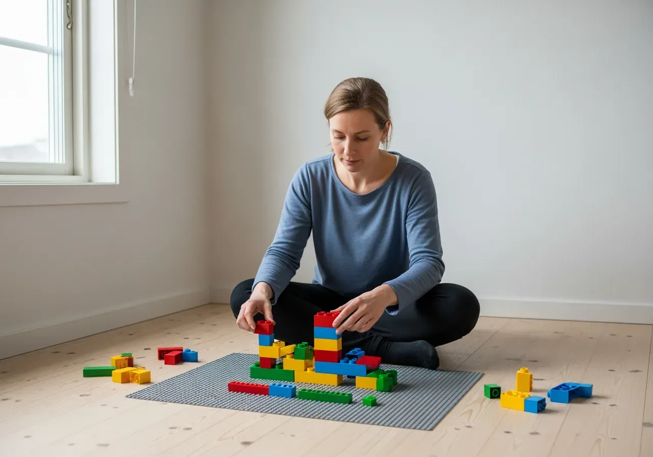 Första bygglek med LEGO och klossar