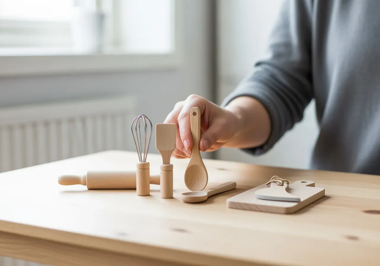 Köksredskap till leksakskök för barn