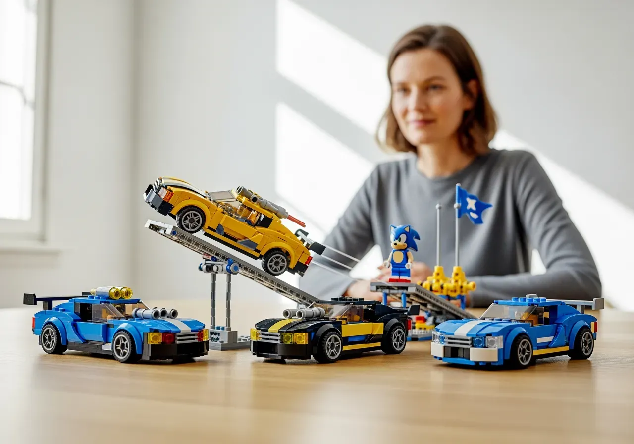 LEGO fartbyggen med bilar och Sonic