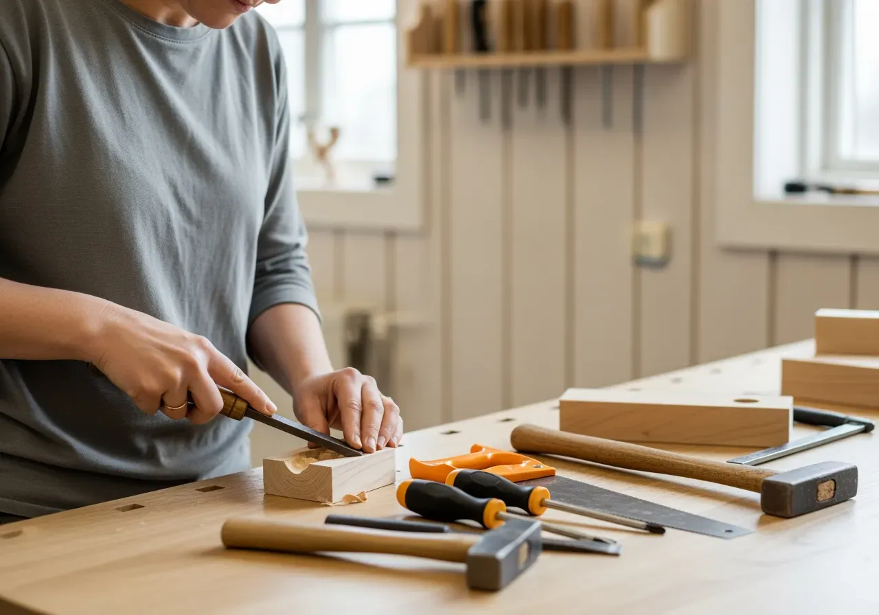 Snickarlek med verktyg för barn