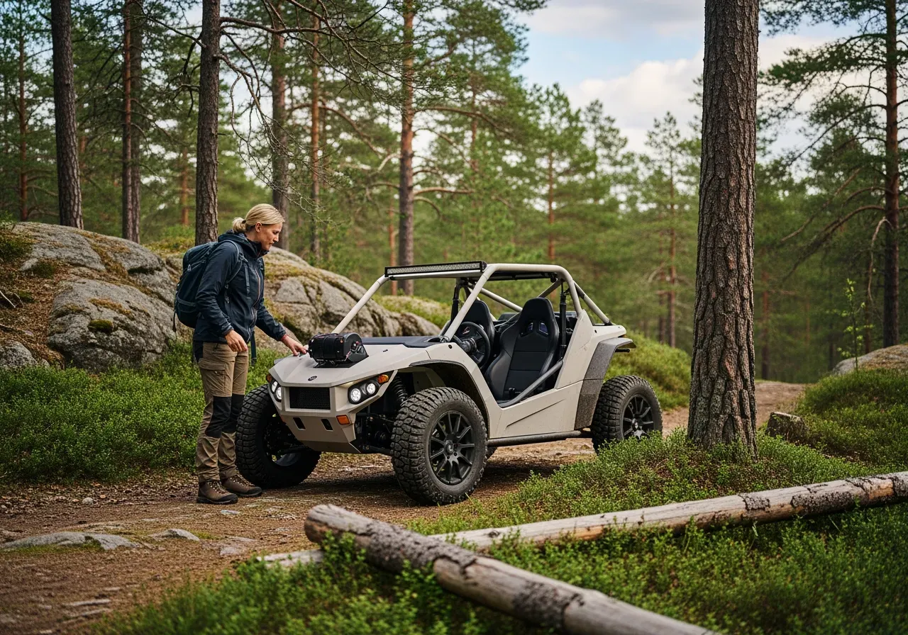 Äventyrslek ute med elfordon