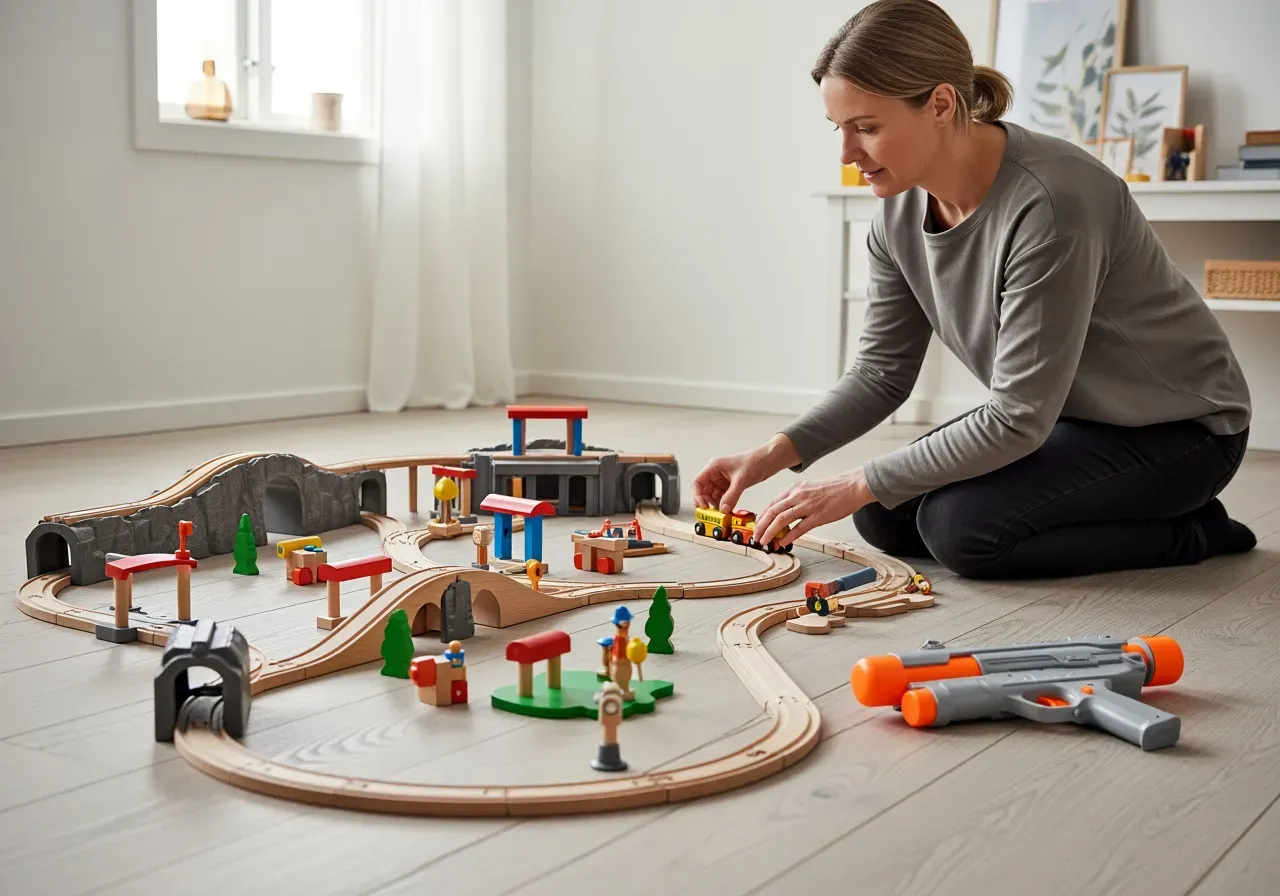 Äventyr med BRIO tågvärld och skumpilpistol