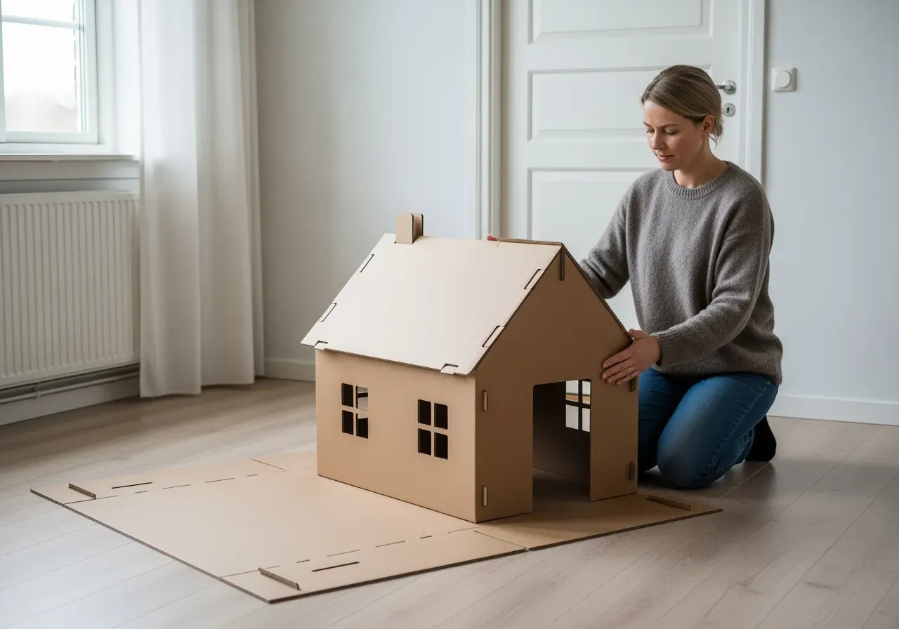 Första Feber lekstuga Frost kartonghus