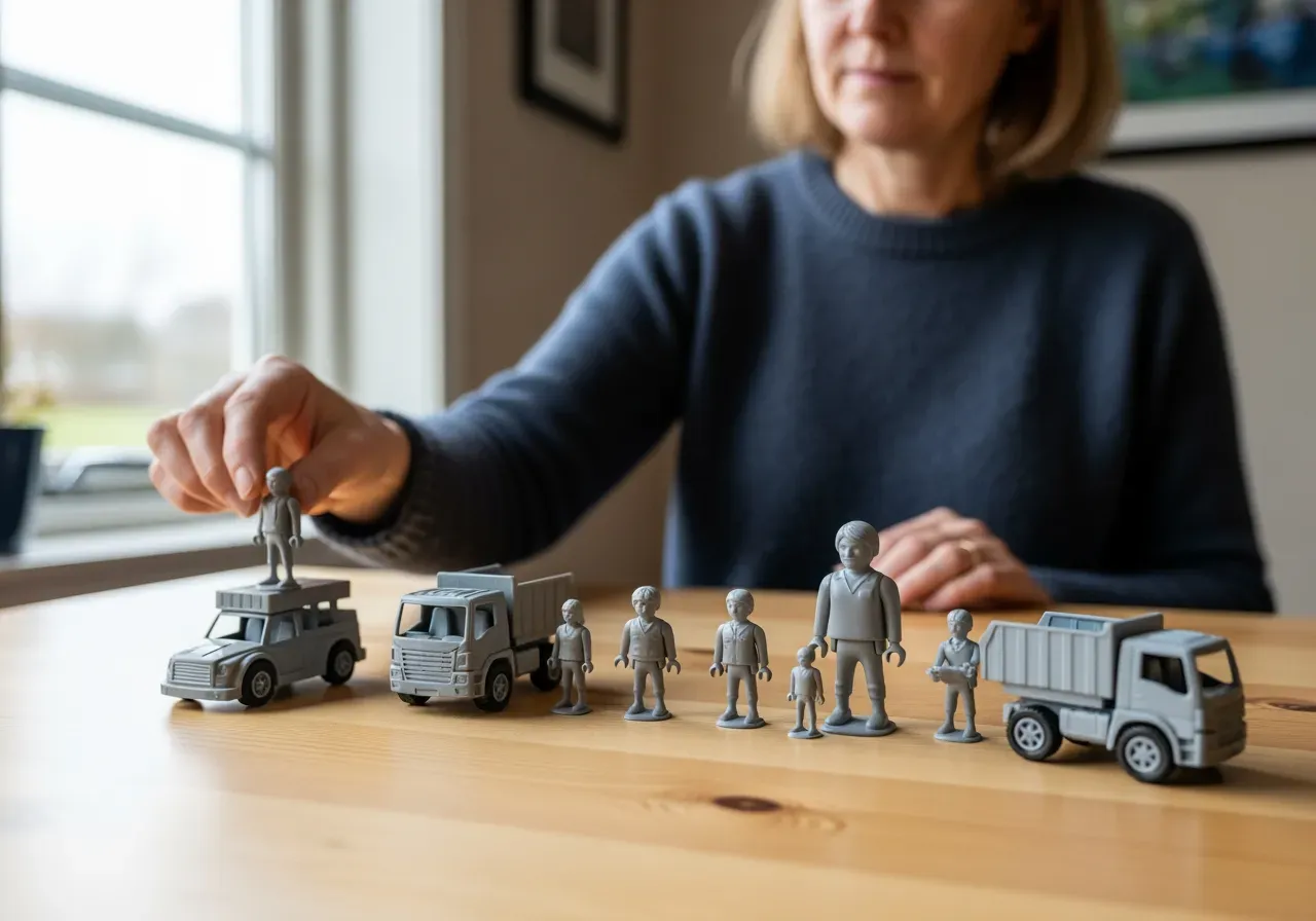 Lekset med fordon och figurer