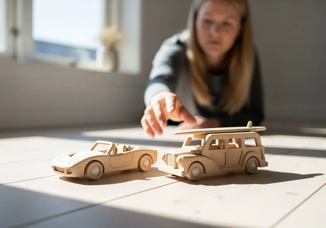 Första leksaksbilar sportbil och surfbil