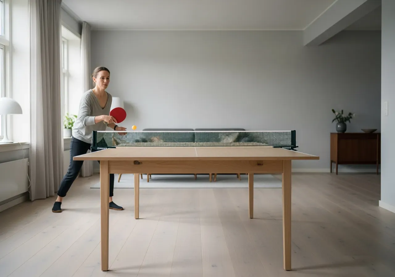 Första pingisset hemma med bord