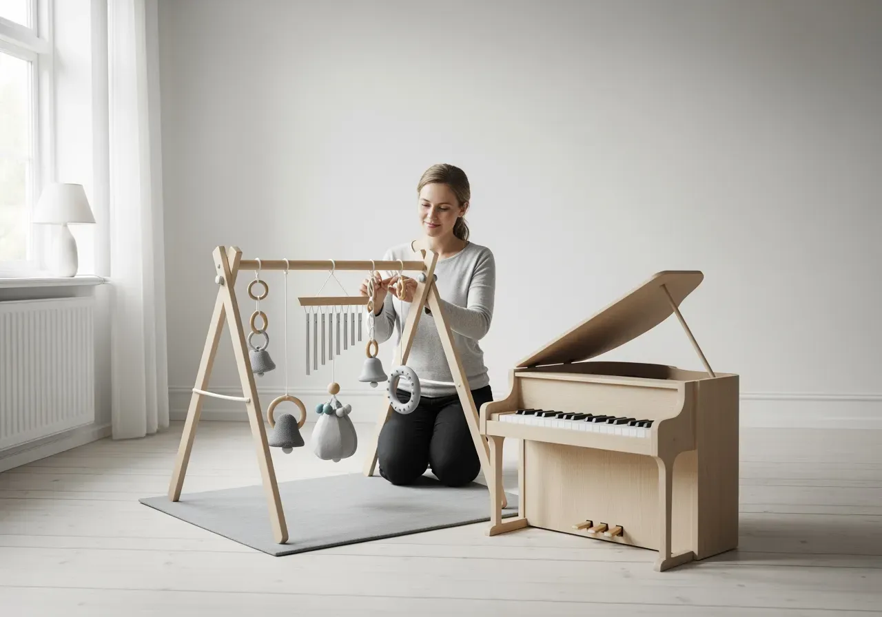 Första rytmlek med babygym och piano